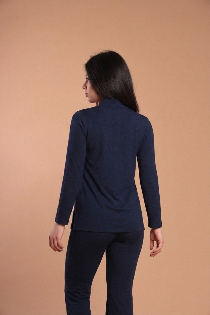 Blusa scollo V - Blu