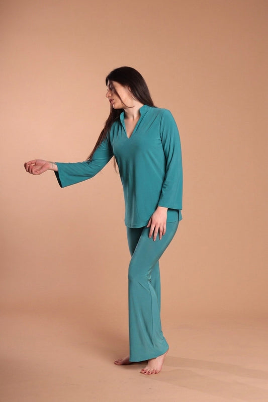 Blusa scollo V - Ottanio