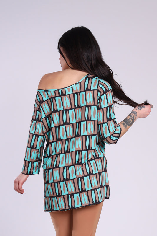 Maglia spacchi fantasia