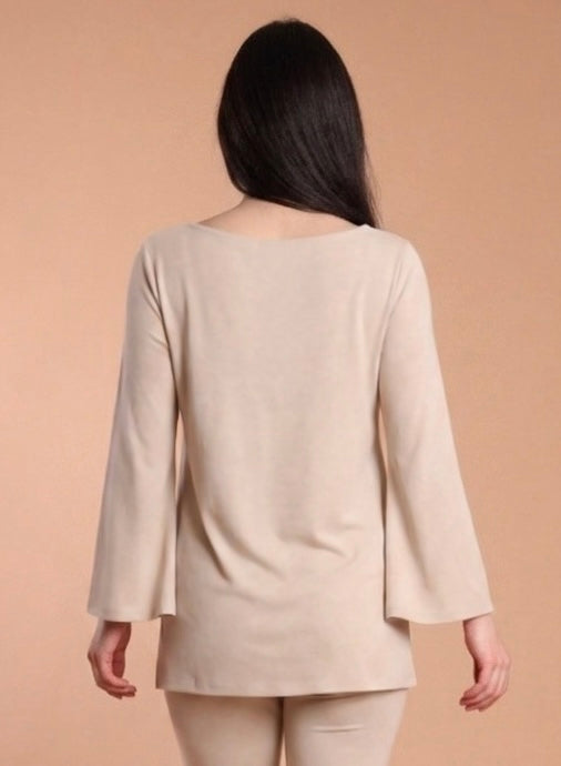 Maglia manica svasata - Beige