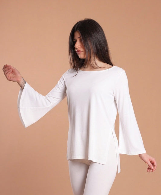 Maglia manica svasata - Bianco