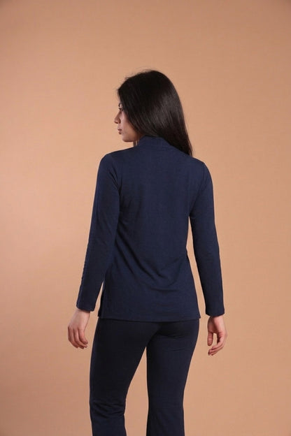Blusa scollo V - Blu