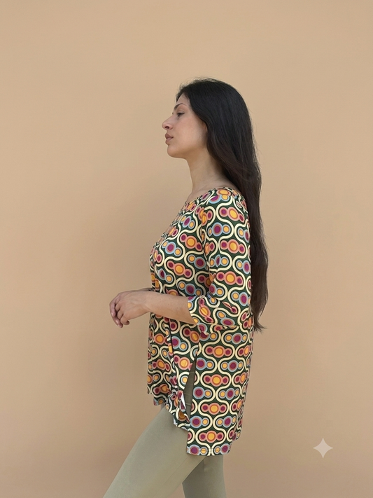 Maglia spacchi fantasia