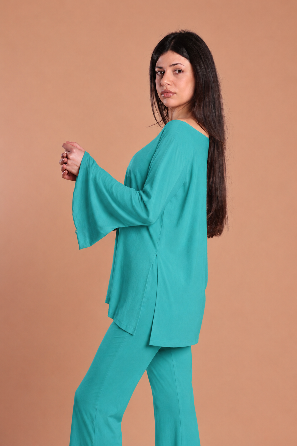 Maglia manica svasata - Ottanio
