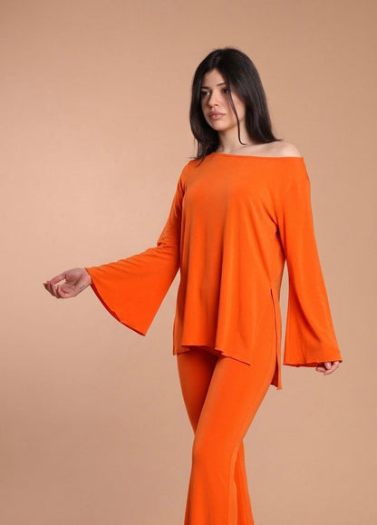 Maglia manica svasata - Arancio