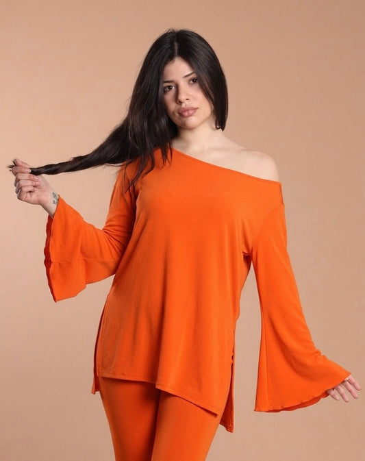 Maglia manica svasata - Arancio