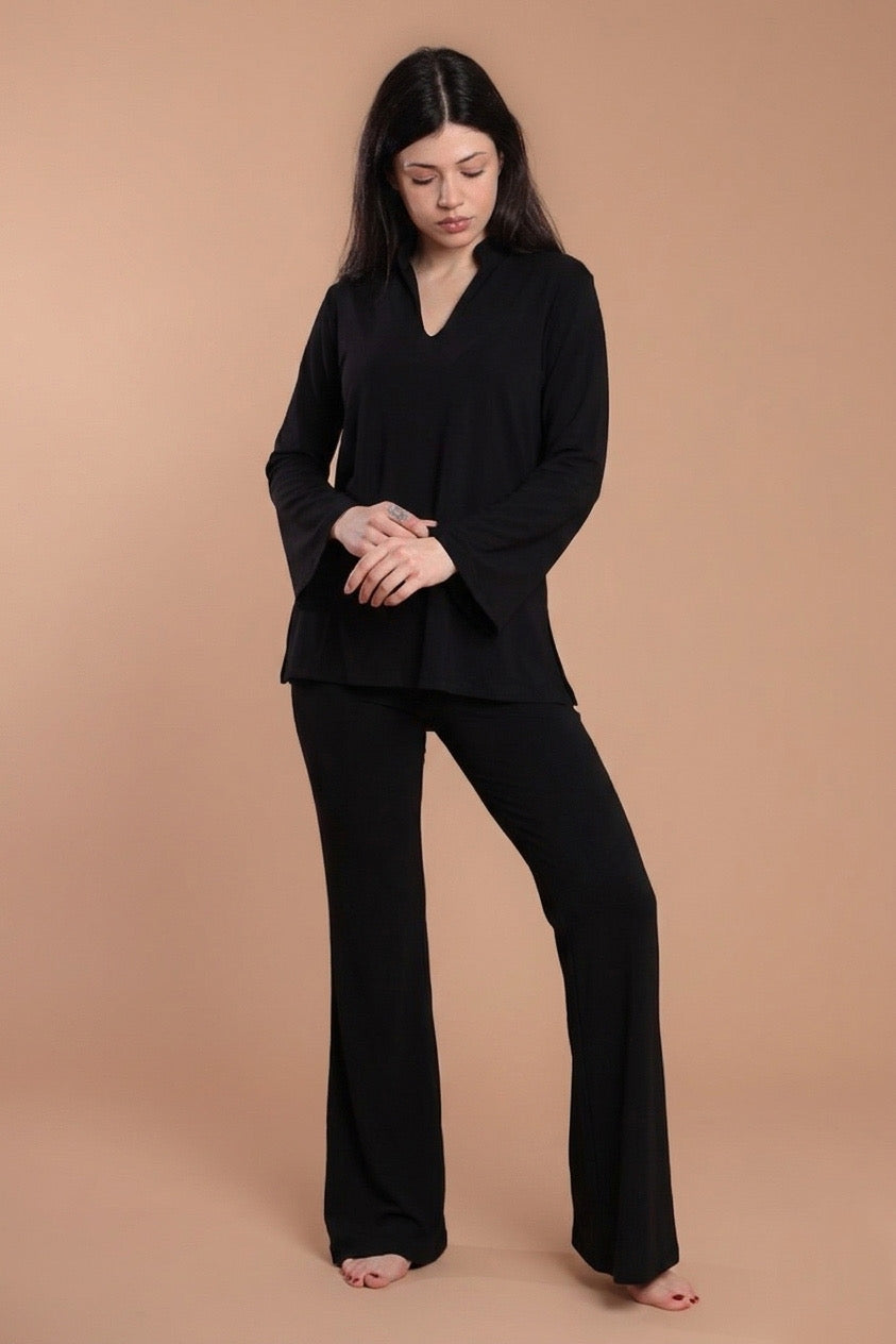 Blusa scollo V - Nero