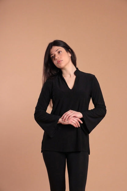 Blusa scollo V - Nero