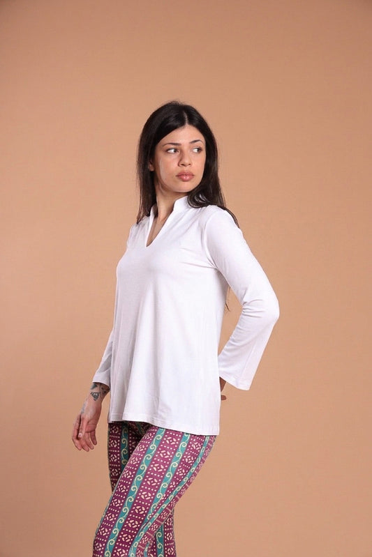 Blusa scollo V - Bianco