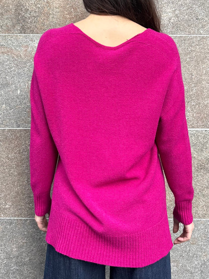 Maglia scollo V trecce