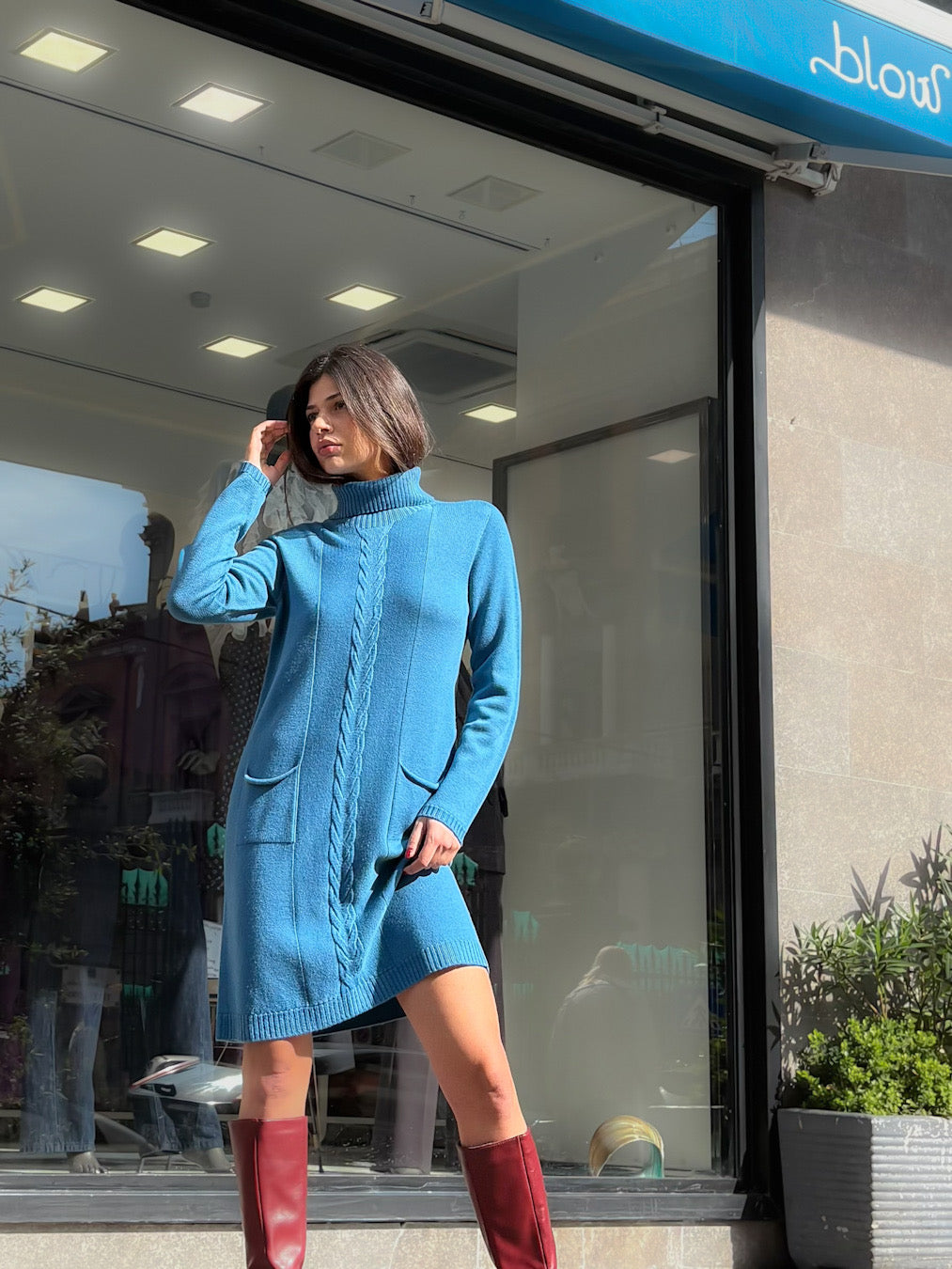 Abito dolcevita treccia