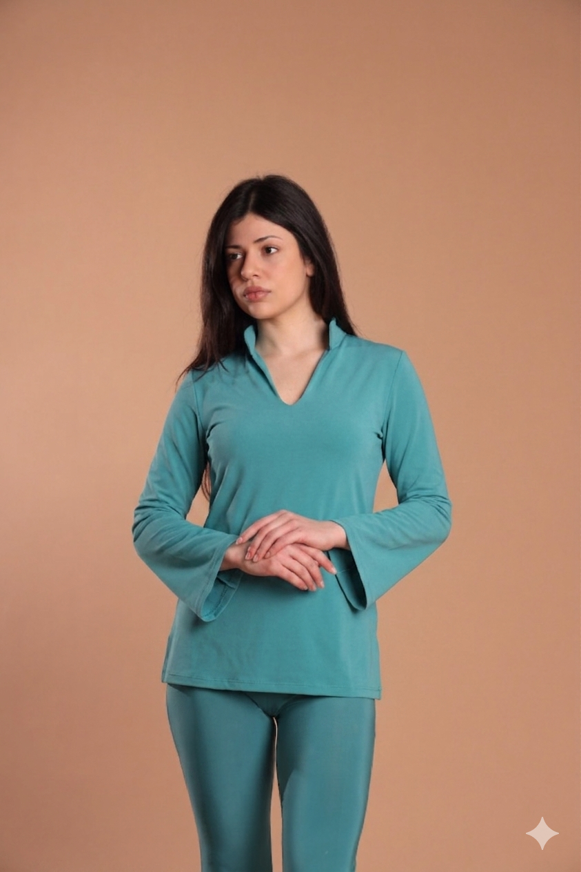 Blusa scollo V - Ottanio