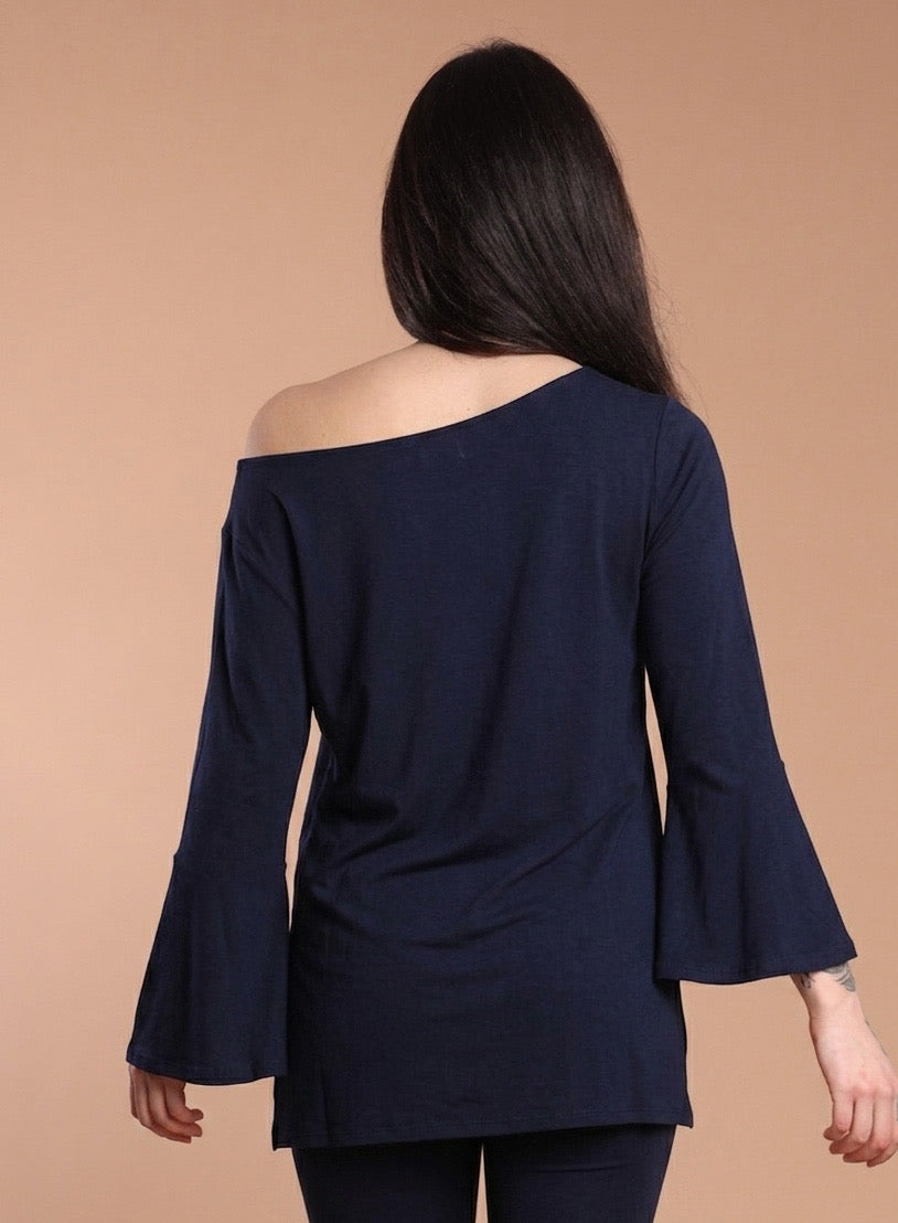 Maglia manica svasata - Blu