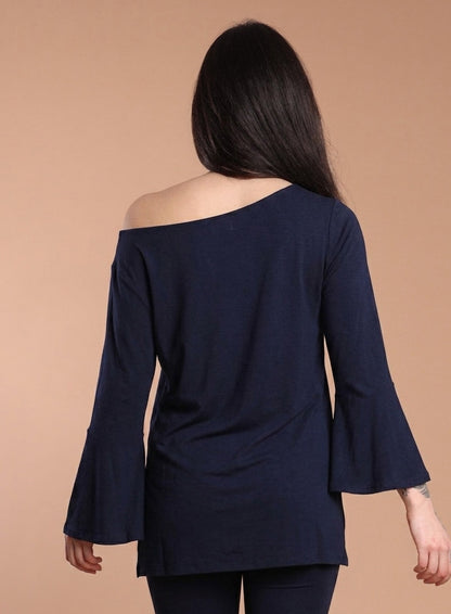 Maglia manica svasata - Blu